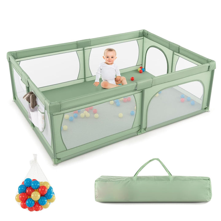 GOPLUS Baby Laufstall mit 50 Spielbällen, Krabbelgitter für Kleinkinder & Säulinge, Laufgitterzelt m