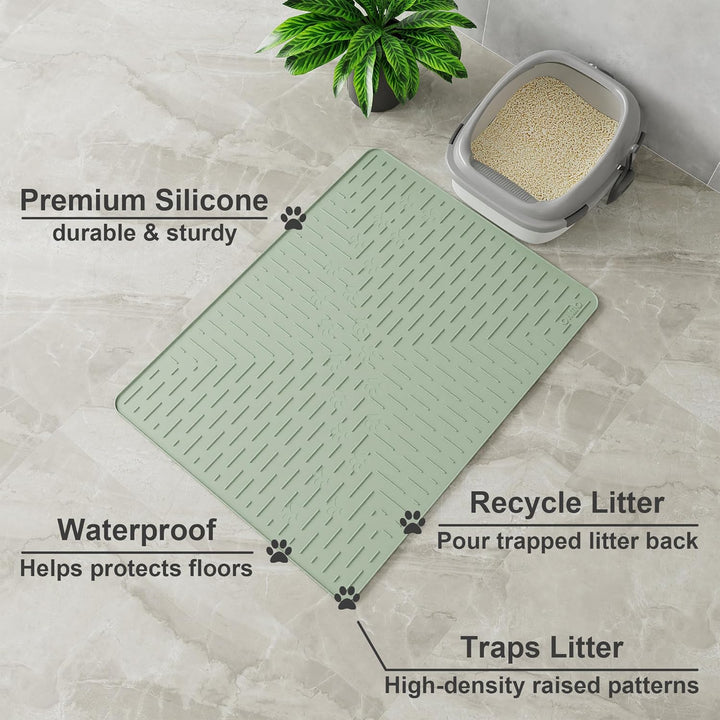 OHMO Katzenklo Matte aus Premium-Silikon 60x40cm, wasserdicht und BPA-frei Katzentoilettenmatte, ein