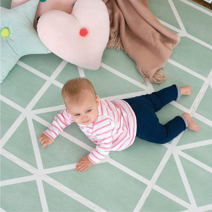 Krabbelmatte von Toddlekind |Spielmatte in Premium Qualität Extra Dicke, Abwischbare Puzzlematte Grü