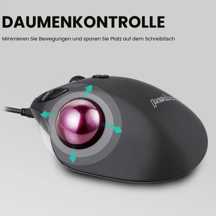 Perixx PERIMICE-517 Ergonomische Maus mit Trackball - 400/1000 DPI - Kabelgebunden, Kabelgebunden