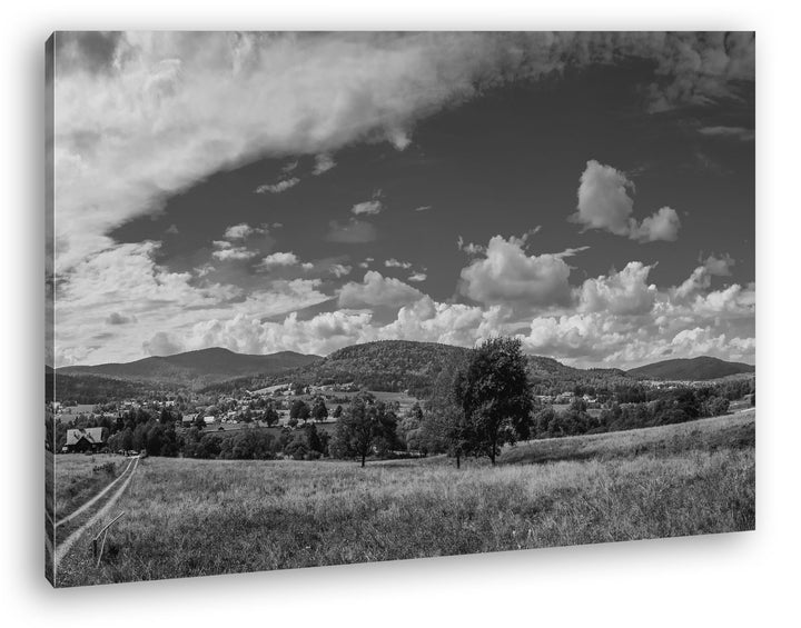 deyoli schöne Landschaft mit Bergen Effekt: Schwarz/Weiss im Format: 80x60 als Leinwandbild, Motiv f
