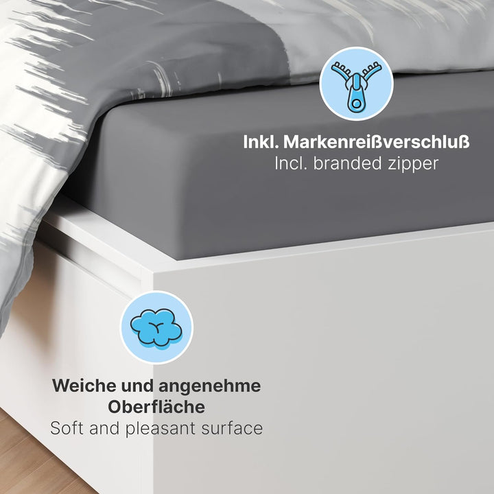 etérea Microfaser Bettwäsche Lex 200x220 3er Set - Bügelfrei mit Reissverschluss - nach100