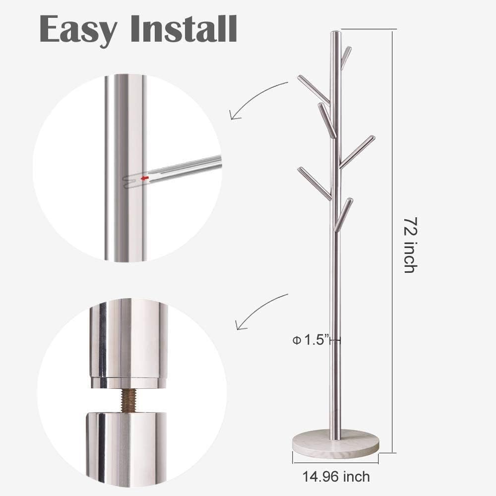Jolitac Luxuriös Garderobenständer Metall Elegant Kleiderständer mit Marmor Basis Standgaderobe Jack