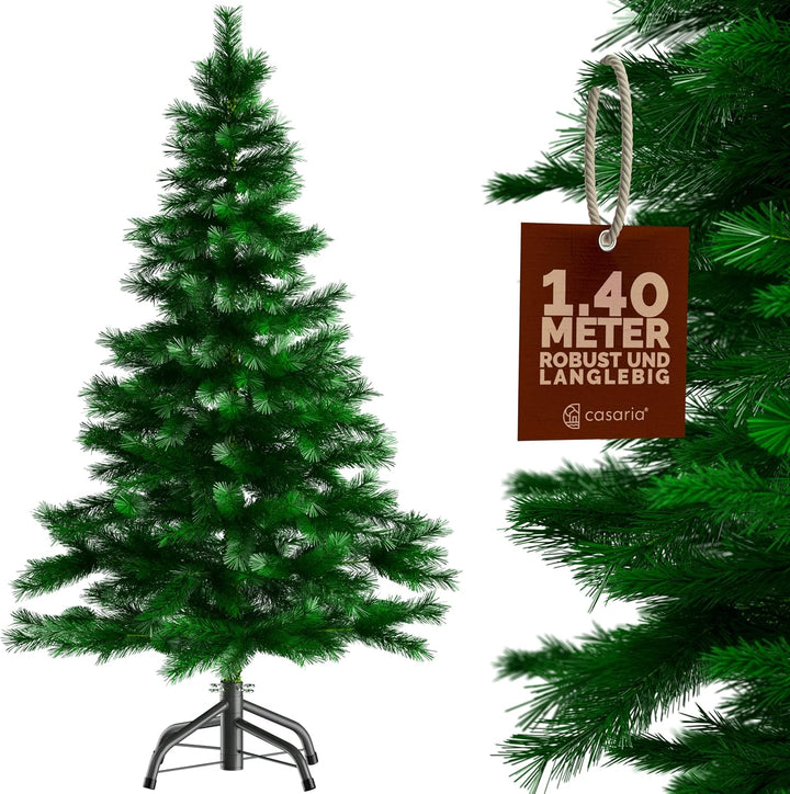 CASARIA® Weihnachtsbaum künstlich 140cm Mix PVC Spritzguss PE mit Ständer 470 Spitzen wie echt Schne