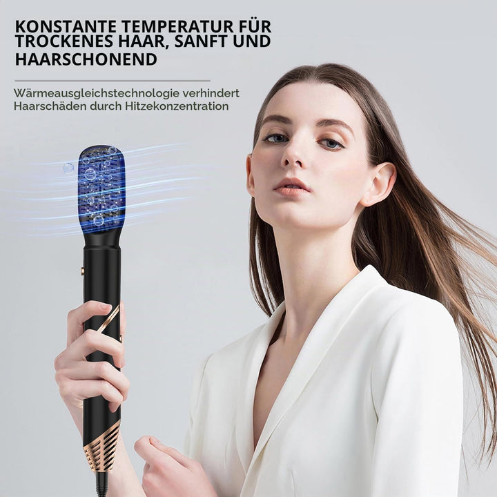 UKLISS Haarstyler 5 in 1, Warmluftbürste Set mit Rundbürstenföhn Airflow Lockenstab Automatisch Ther