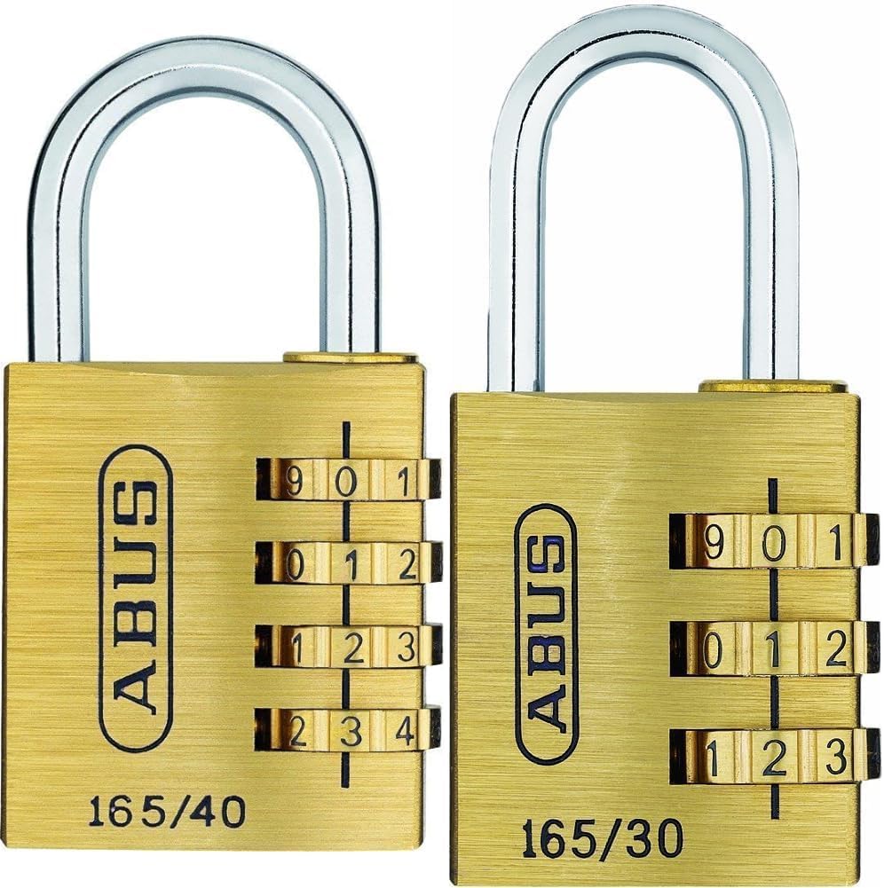 ABUS Zahlenschloss 165/40 - Vorhängeschloss aus Messing & Zahlenschloss 165/30 - Vorhängeschloss aus