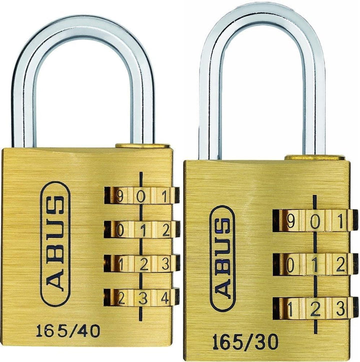 ABUS Zahlenschloss 165/40 - Vorhängeschloss aus Messing & Zahlenschloss 165/30 - Vorhängeschloss aus