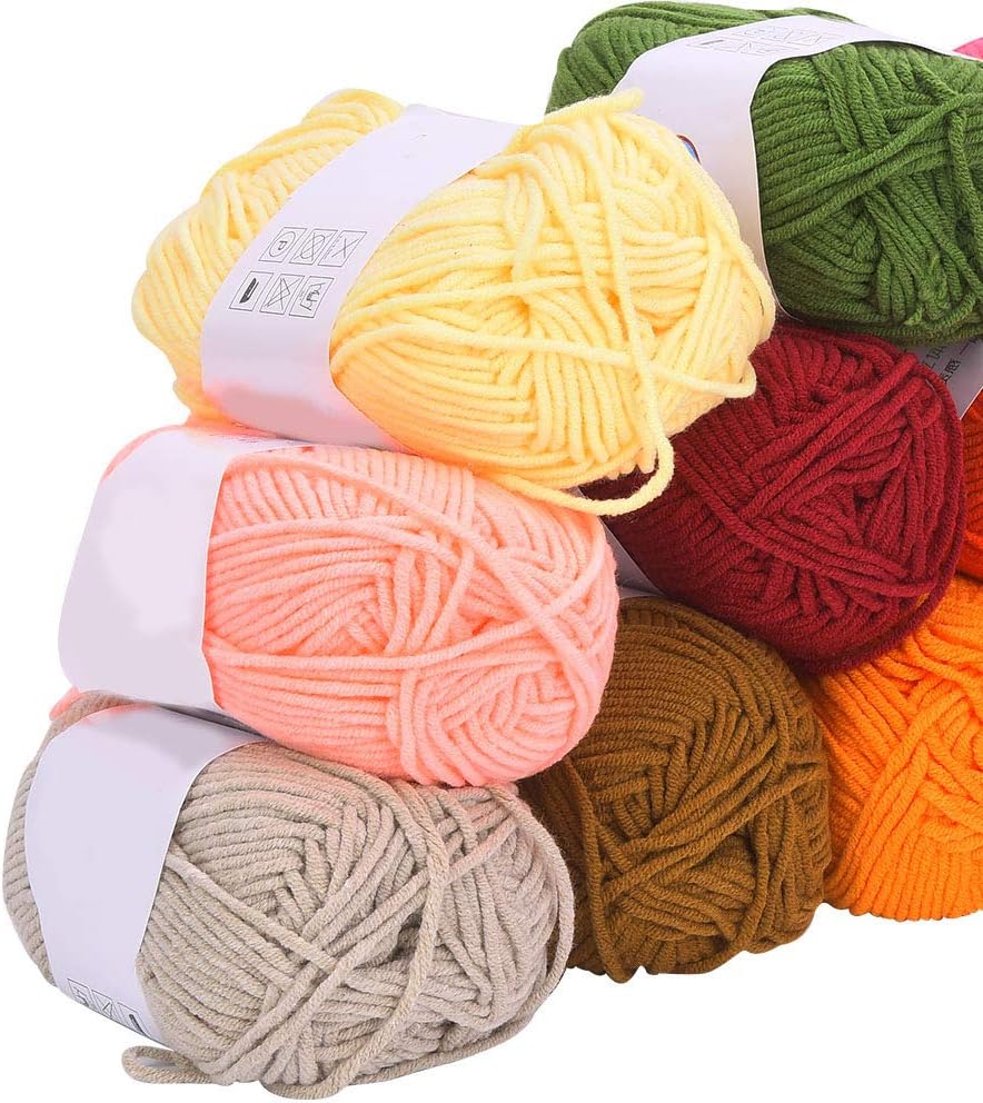 12 Farben Baumwollgarn Strickgarn Wolle Häkeln Baumwollstrickfaden Weiches warmes Garn zum Stricken