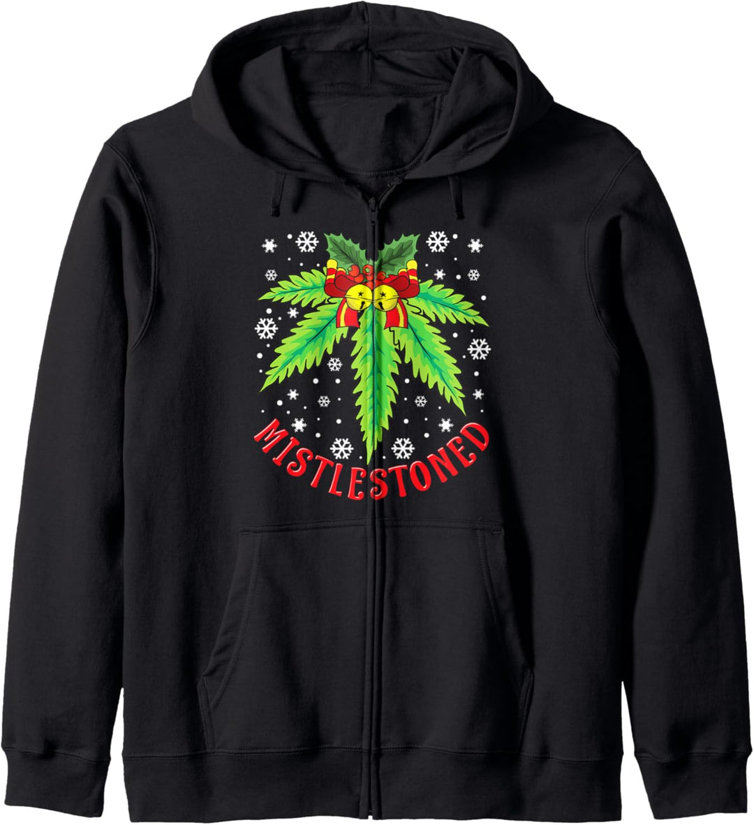 Stoner Christmas Ugly Design - Mistlestoned Xmas Ganja Plant Kapuzenjacke