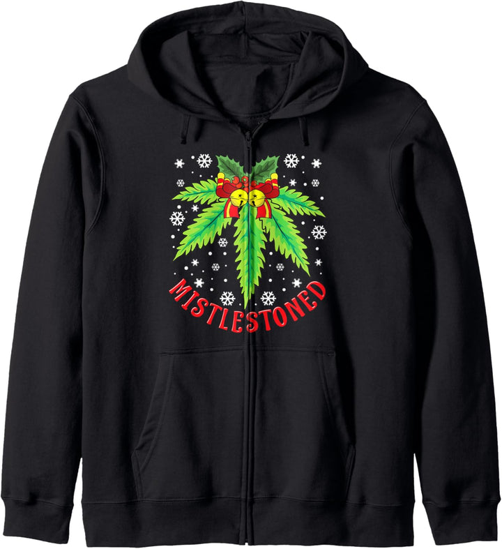 Stoner Christmas Ugly Design - Mistlestoned Xmas Ganja Plant Kapuzenjacke