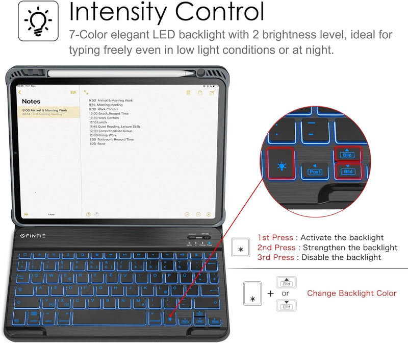 Fintie Tastatur Hülle für iPad Pro 11 Zoll 2022 / iPad Pro 11 2021/2020/ 2018 - Soft TPU Rückseite G