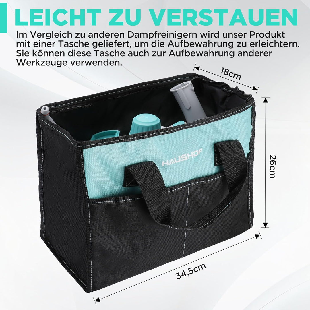 HAUSHOF Dampfreiniger Handgerät 450ml, 1200W Hand Dampfreiniger für alles mit 8 Zubehör, 3,0 bar Dam