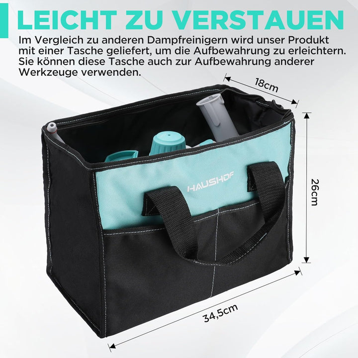 HAUSHOF Dampfreiniger Handgerät 450ml, 1200W Hand Dampfreiniger für alles mit 8 Zubehör, 3,0 bar Dam