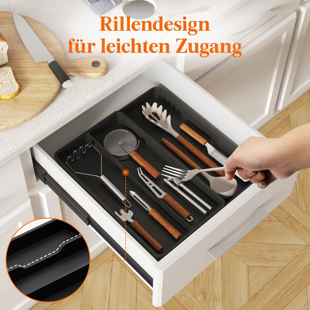 Lifewit Besteckkasten für Schubladen, Küchenutensilien Besteckkasten erweiterbar auf 36,5 cm, Schmal