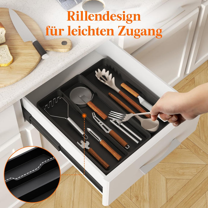 Lifewit Besteckkasten für Schubladen, Küchenutensilien Besteckkasten erweiterbar auf 36,5 cm, Schmal