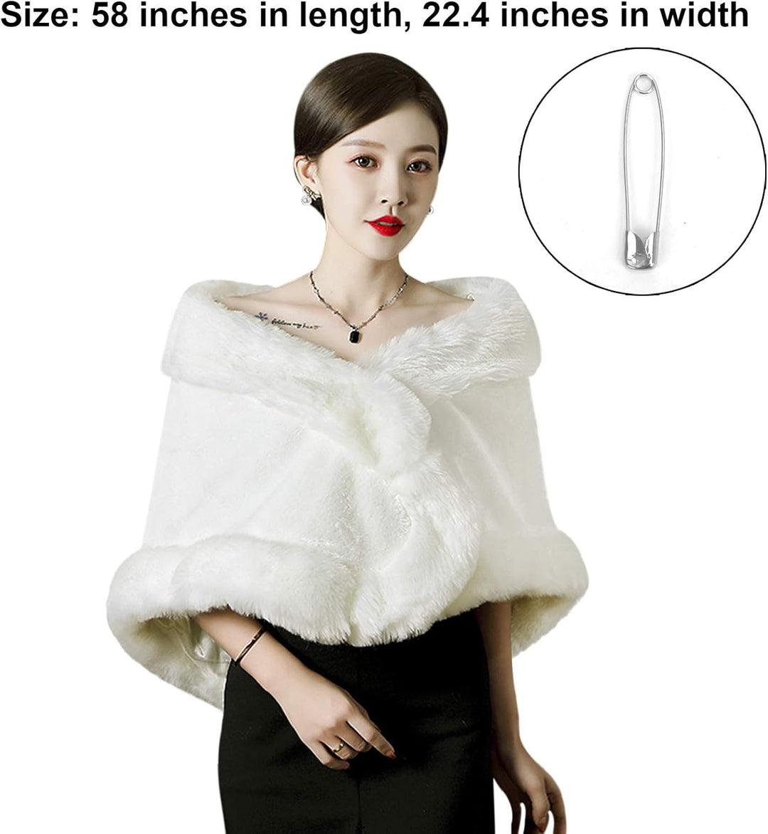 Damen Kunstpelz Schals und Wraps Braut Pelz Wedding Shawls Warm Schal Stola Brautzusatz Hochzeit Abe
