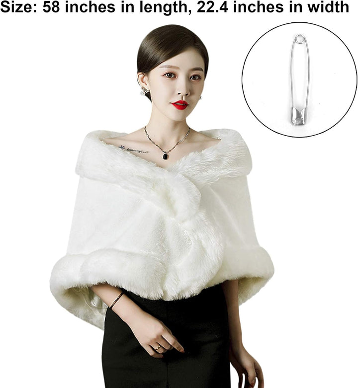 Damen Kunstpelz Schals und Wraps Braut Pelz Wedding Shawls Warm Schal Stola Brautzusatz Hochzeit Abe