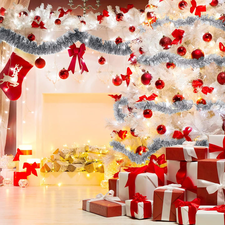 Weihnachtsbaum Lametta Girlande,8Pcs Glänzend Weihnachtsbaum Ornamente,Weihnachtsdeko Metallische Gi