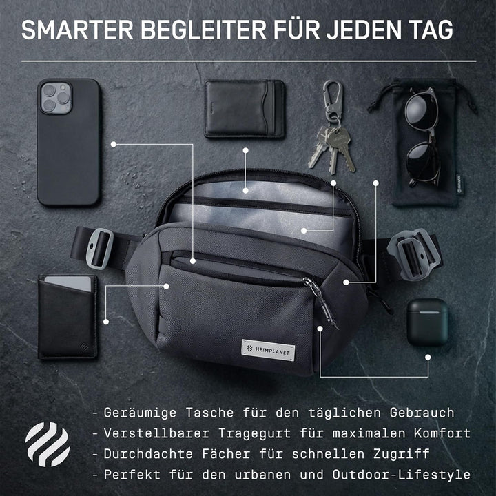 HEIMPLANET Original | Transit Line Sling Pocket XL | Wasserfeste Hüfttasche aus hochwertigem DYECOSH