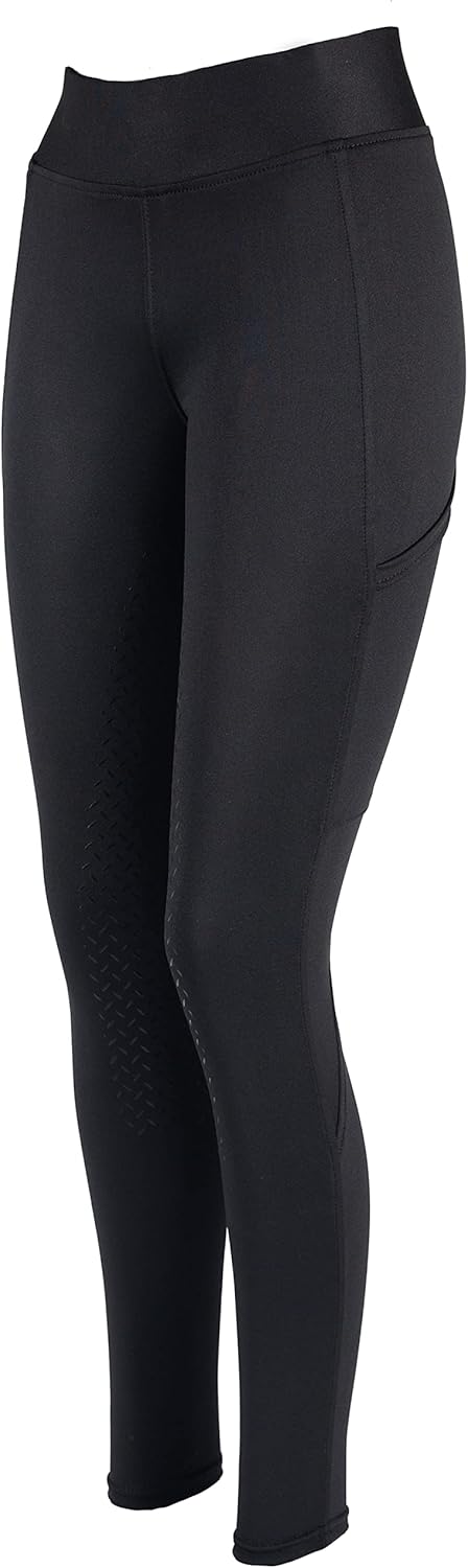 PFIFF 103100 Damen Reitleggings „Selina“ mit Handytasche L Schwarz, L Schwarz