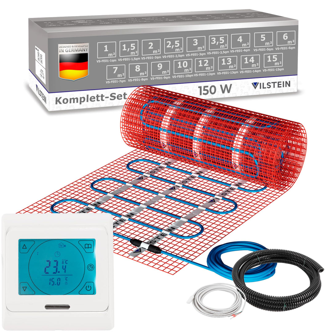 VILSTEIN® Elektrische Fussbodenheizung [150W/m²] - Bodenheizung Elektrisch geeignet für Laminat, Fli