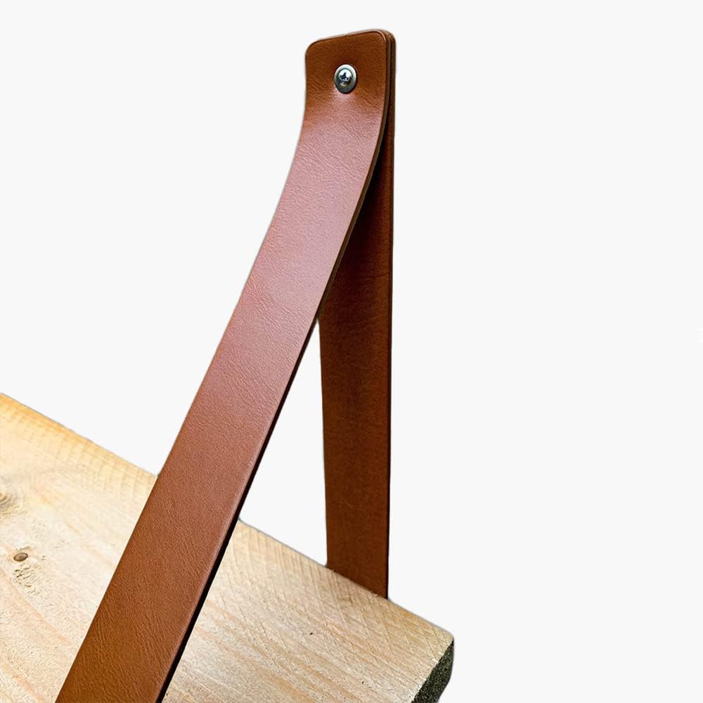 Brute Strength - Regalträger aus PU-Leder - Cognac - 6 Stück - Regalträger - Wandhalter - Regalbände