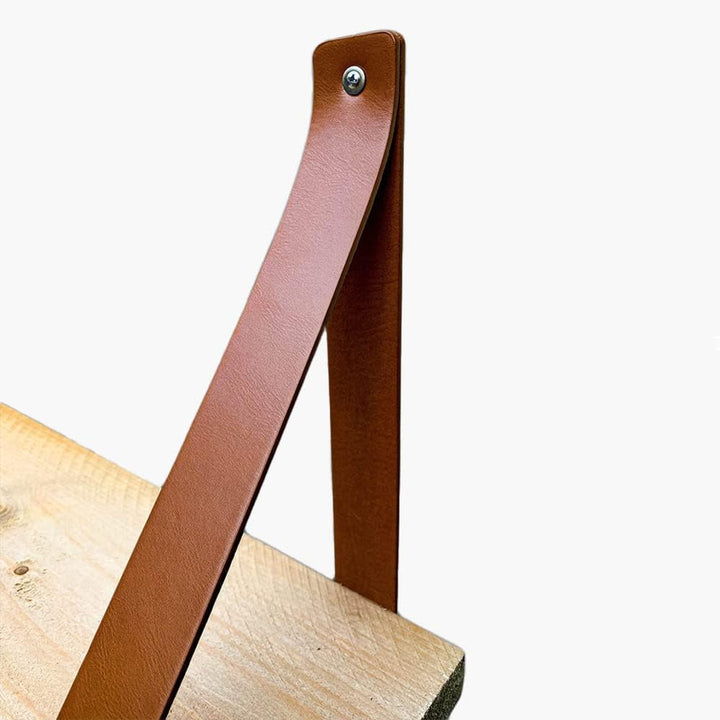 Brute Strength - Regalträger aus PU-Leder - Cognac - 6 Stück - Regalträger - Wandhalter - Regalbände