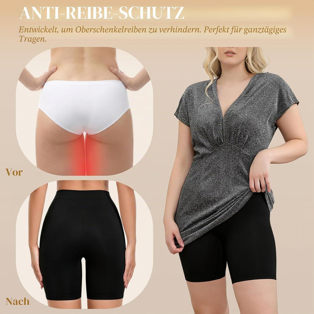 Damen Shorts Radlerhose Kurze, 3er Pack Anti Scheuern Unterhose für unter Kleider, Nahtlos Hohe Tail