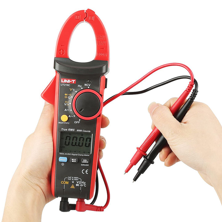 UT216C Digitale Strommesszange AC DC Strommessung Effektivwert Frequenz Kapazität Temperatur & NCV T