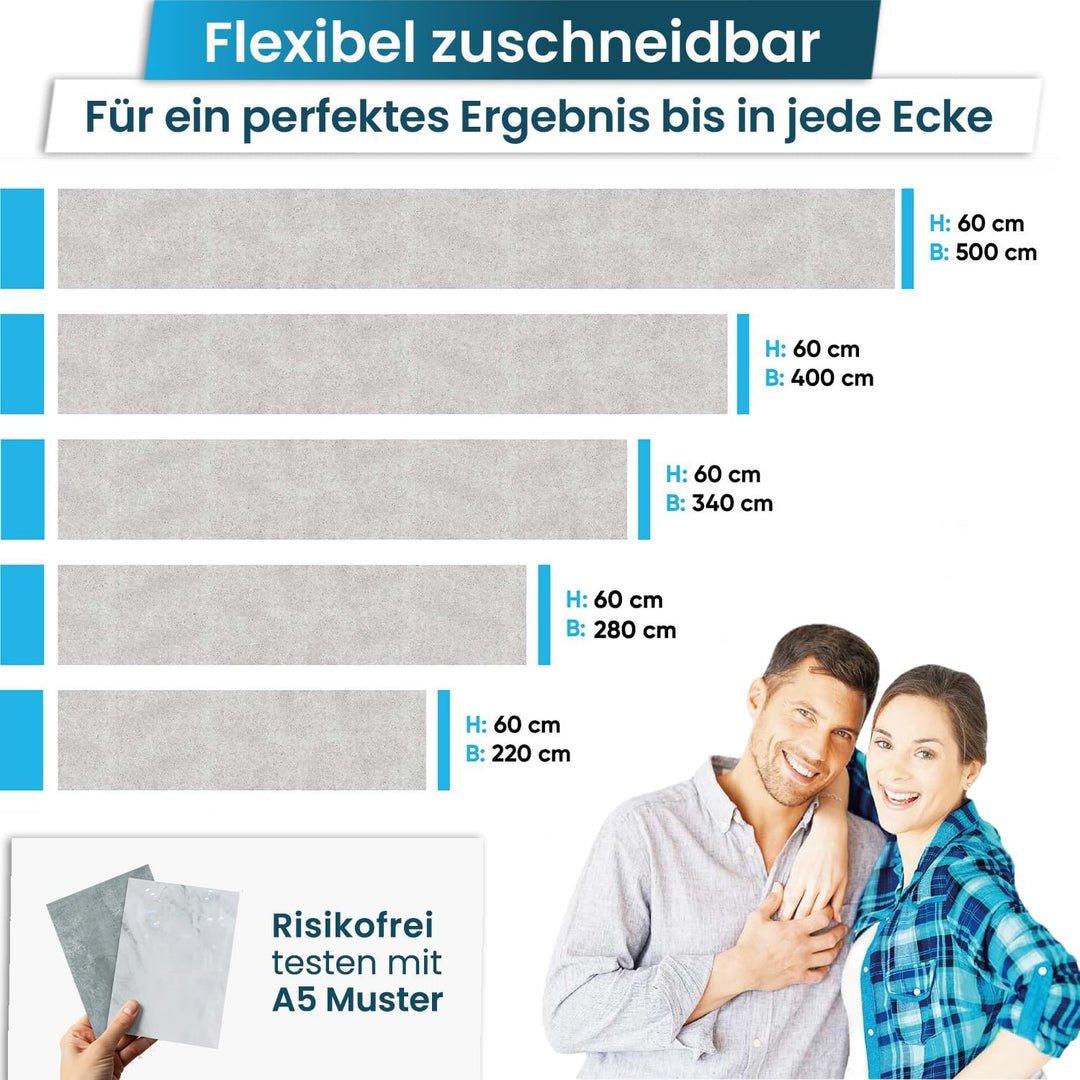 danario Küchenrückwand selbstklebend - Glasoptik - Spritzschutz Küche - versteifte PET Folie - 0,8 m