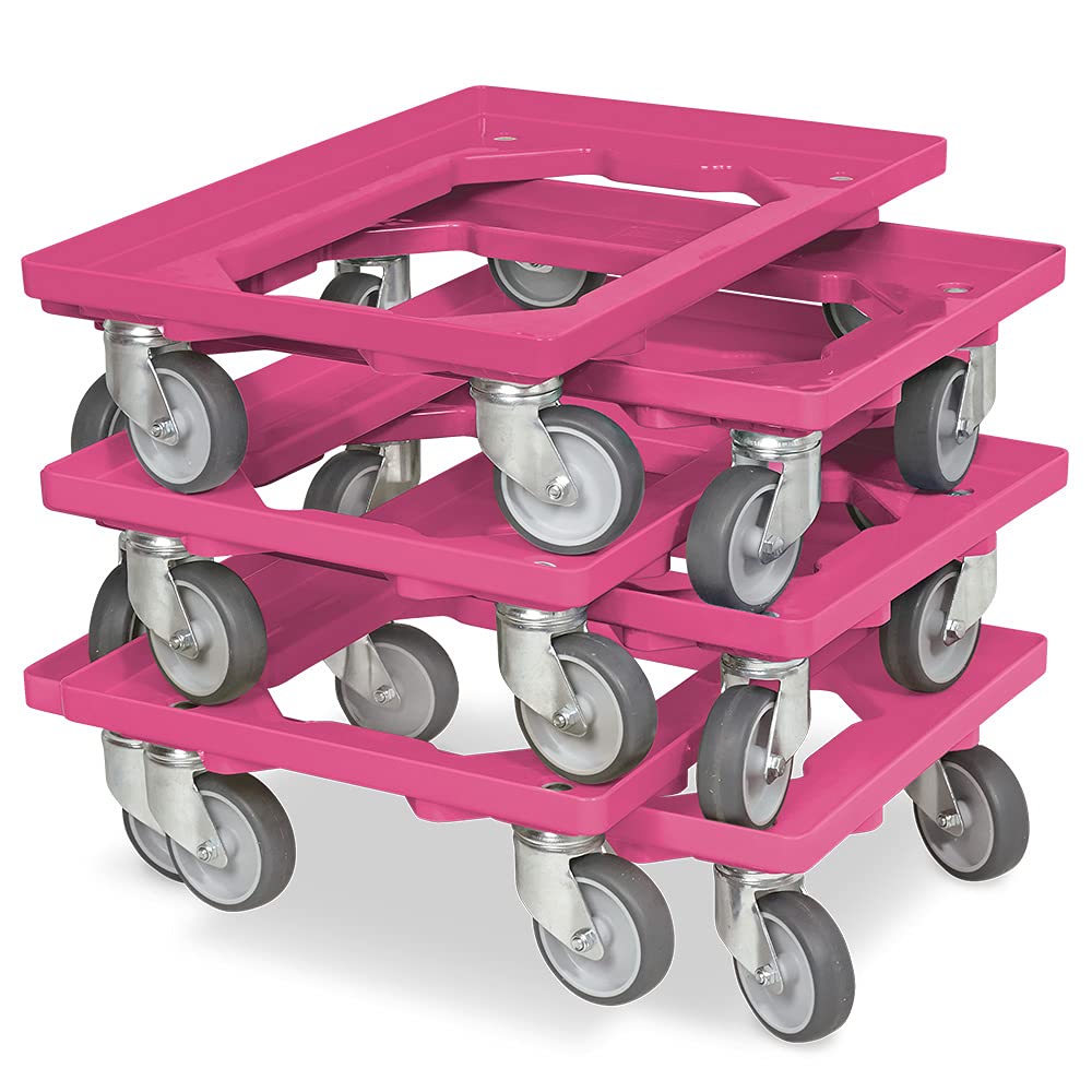 BRB 6X Logistikroller/Transportroller für Kisten 600x400 mm, Tragkraft 250 kg (pink), Pink