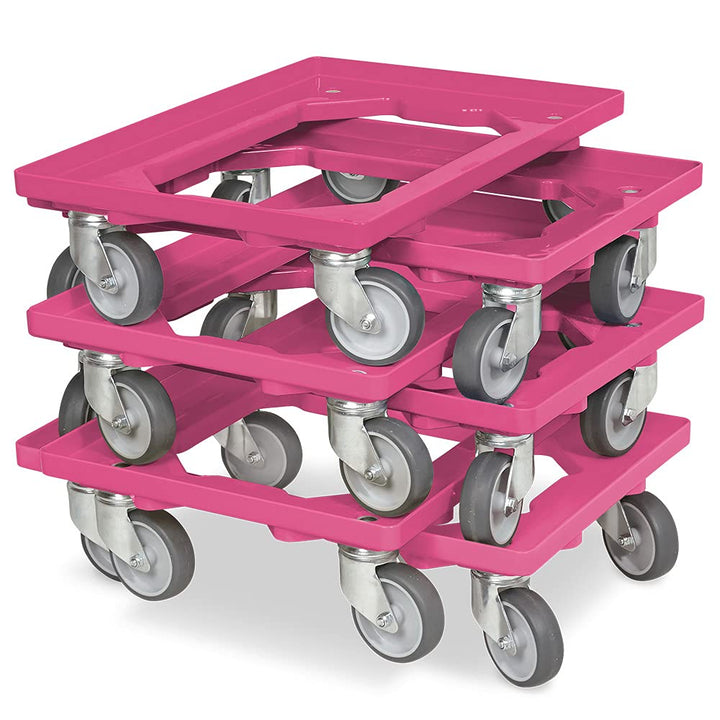 BRB 6X Logistikroller/Transportroller für Kisten 600x400 mm, Tragkraft 250 kg (pink), Pink