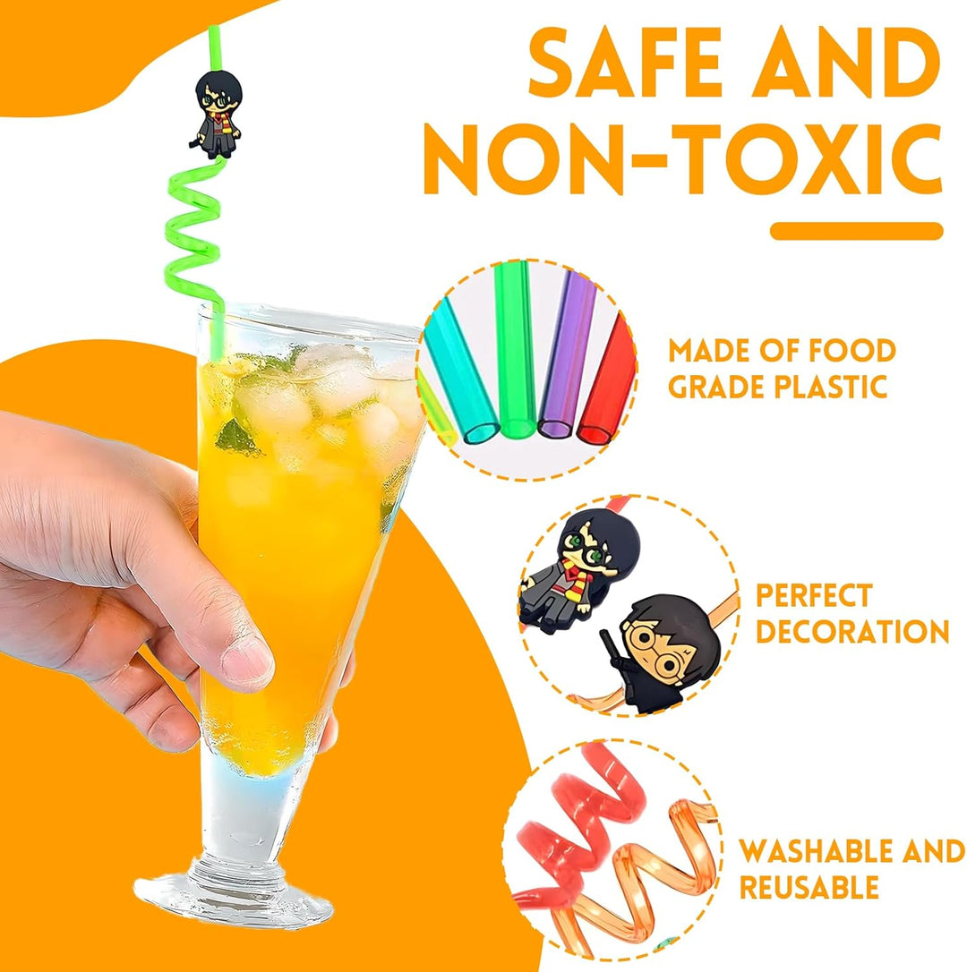 sitengjun 16 Stück Plastik Strohhalme,Harry Pot Geburtstag Party Deko,Strohhalme,Wiederverwendbare T