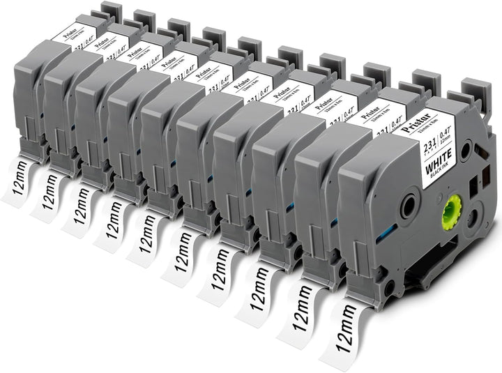 10X Pristar kompatible für Brother TZe-231 TZe231 TZ-231 Tze 12mm 0.47 Laminated Schriftbänder für B