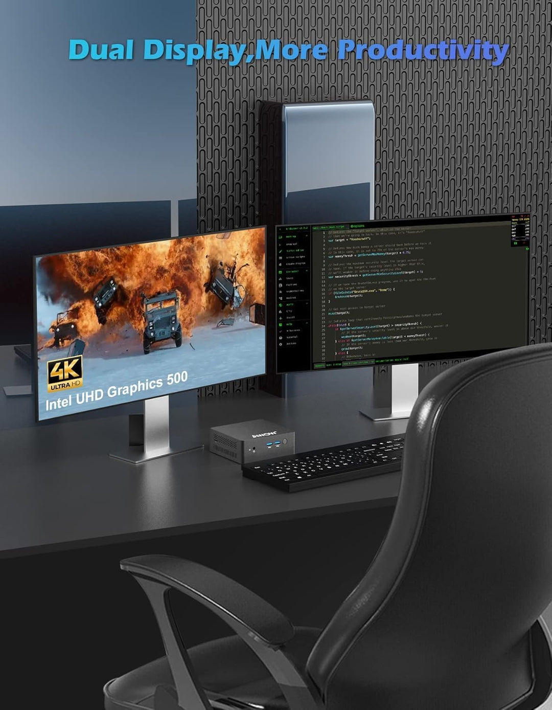 AWOW Mini PC Celeron J3455 8GB DDR4, 128GB M.2 SATA SSD, 4K HD, Dual HDMI, 2.4G/5G Dual WiFi, Gigabi