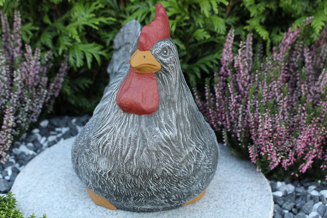 STEINFIGUREN SPICKER Steinfigur Huhn, Henne, Hahn 2er Set 135/1, 180/1 Gartenfigur Steinguss Tierfig