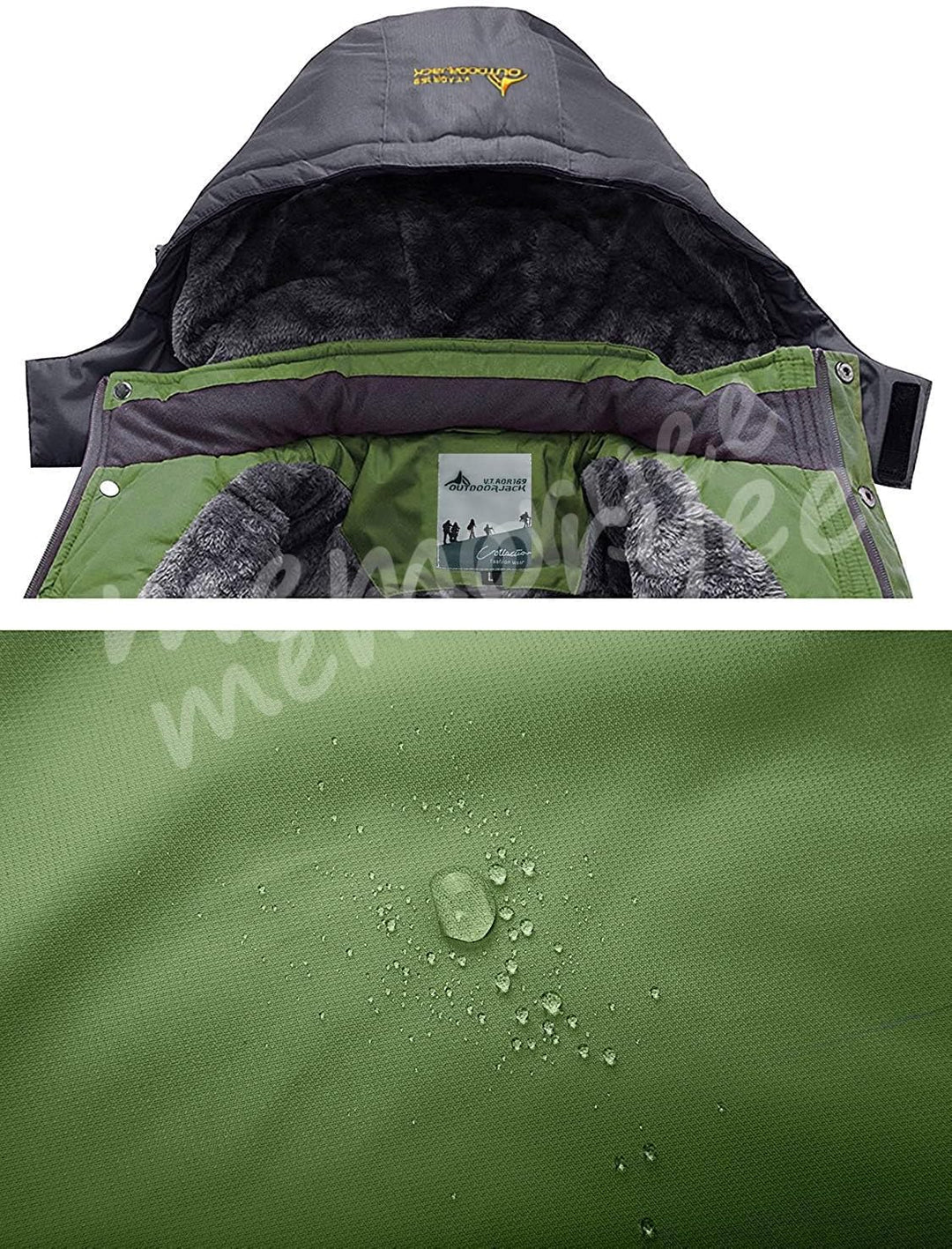 Memoryee Herren Ski Jacke Warmer Gefüttert Winter Fleece Mantel Wasserdichter mit Abnehmbarer Kapuze