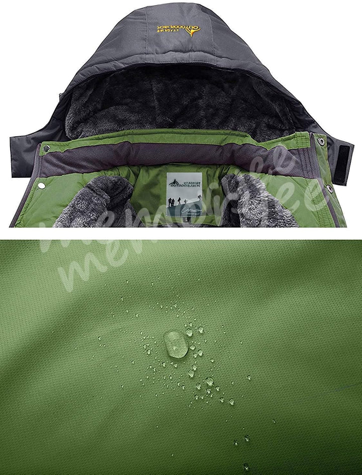 Memoryee Herren Ski Jacke Warmer Gefüttert Winter Fleece Mantel Wasserdichter mit Abnehmbarer Kapuze