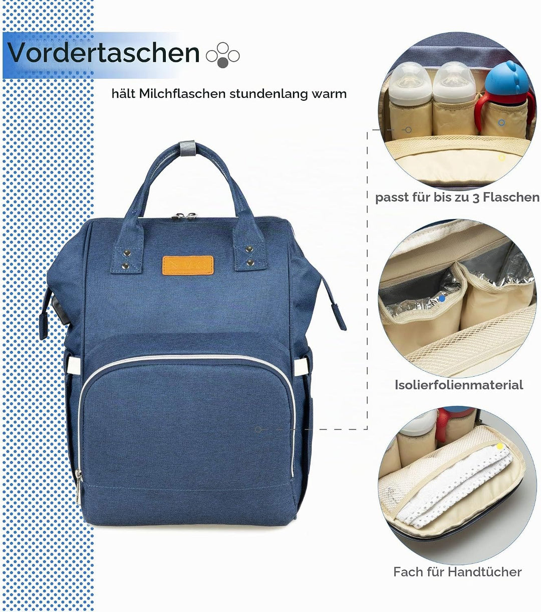 NEVEQ Baby Wickelrucksack, Babytasche für Reise, Wickeltasche Grosse Kapazität, Multifach Reise Ruck