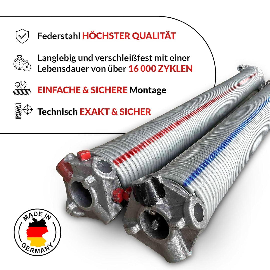 KASTOM Garagentor Torsionsfedern Set SPRINGSERVICE verzinkt 1 Paar Federn links rechts – Ersatzfeder