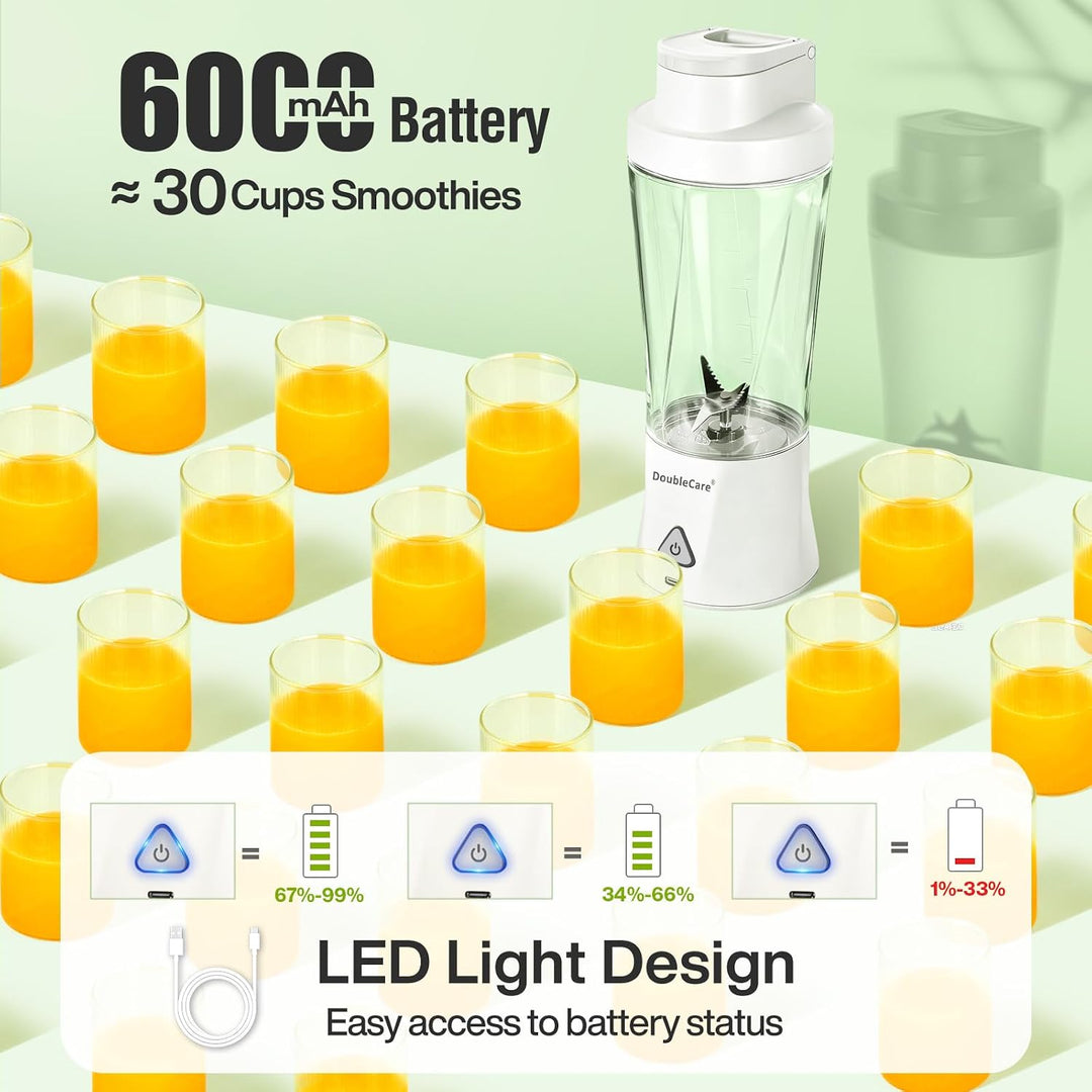 Mixer Smoothie Maker 700ml, Wiederaufladbarer, 6000 mAh Portable Blender | 3D 6 Klingendesign und IP
