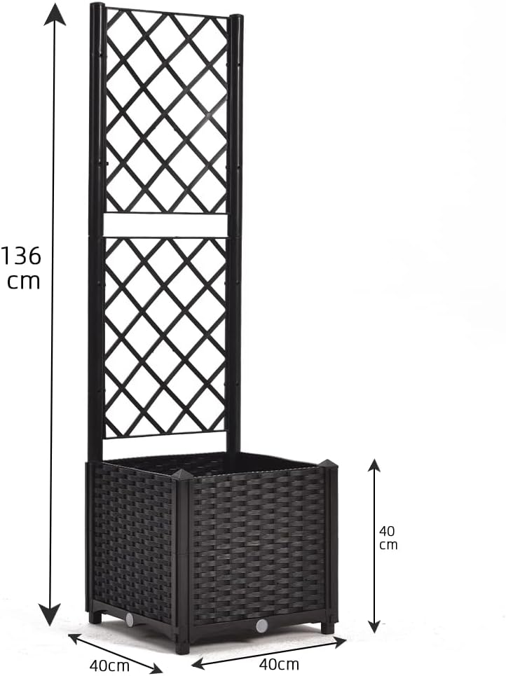 Mingone Pflanzgefäss mit Rankgitter Hochbeet Blumenkasten mit 1 Pflanzgefäss Wasserspeicher Balkonka