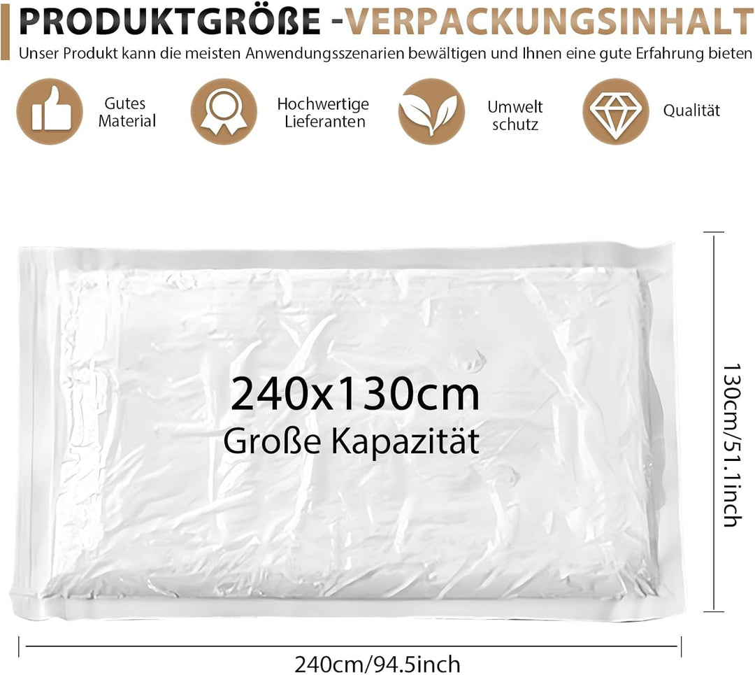 Vakuumbeutel für Matratzen, Grosse 240x130cm Vakuum Aufbewahrungsbeutel, Wiederverwendbar Staubsauge