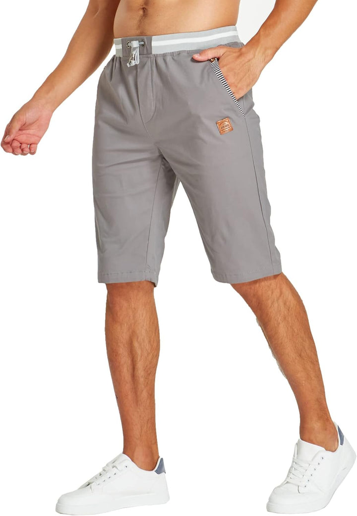 JustSun Kurze Hosen Herren Shorts Chino Baumwolle Sommer mit Tunnelzug S Grau, S Grau