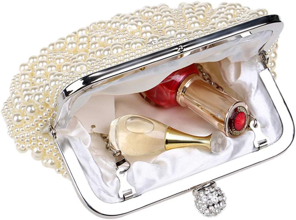 NICOLE&DORIS Imitat Perle der Frauen Bördelte Harte Fallkupplungstasche,Hochzeit Handtasche Abschlus