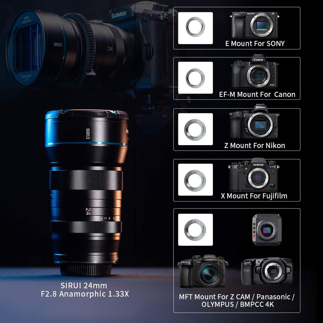 SIRUI 24 mm F2,8 1,33X Anamorphic Cine-Objektiv APS-C (M4/3-Mount) für GH5/GH6/BMPCC M4/3 Mount, M4/