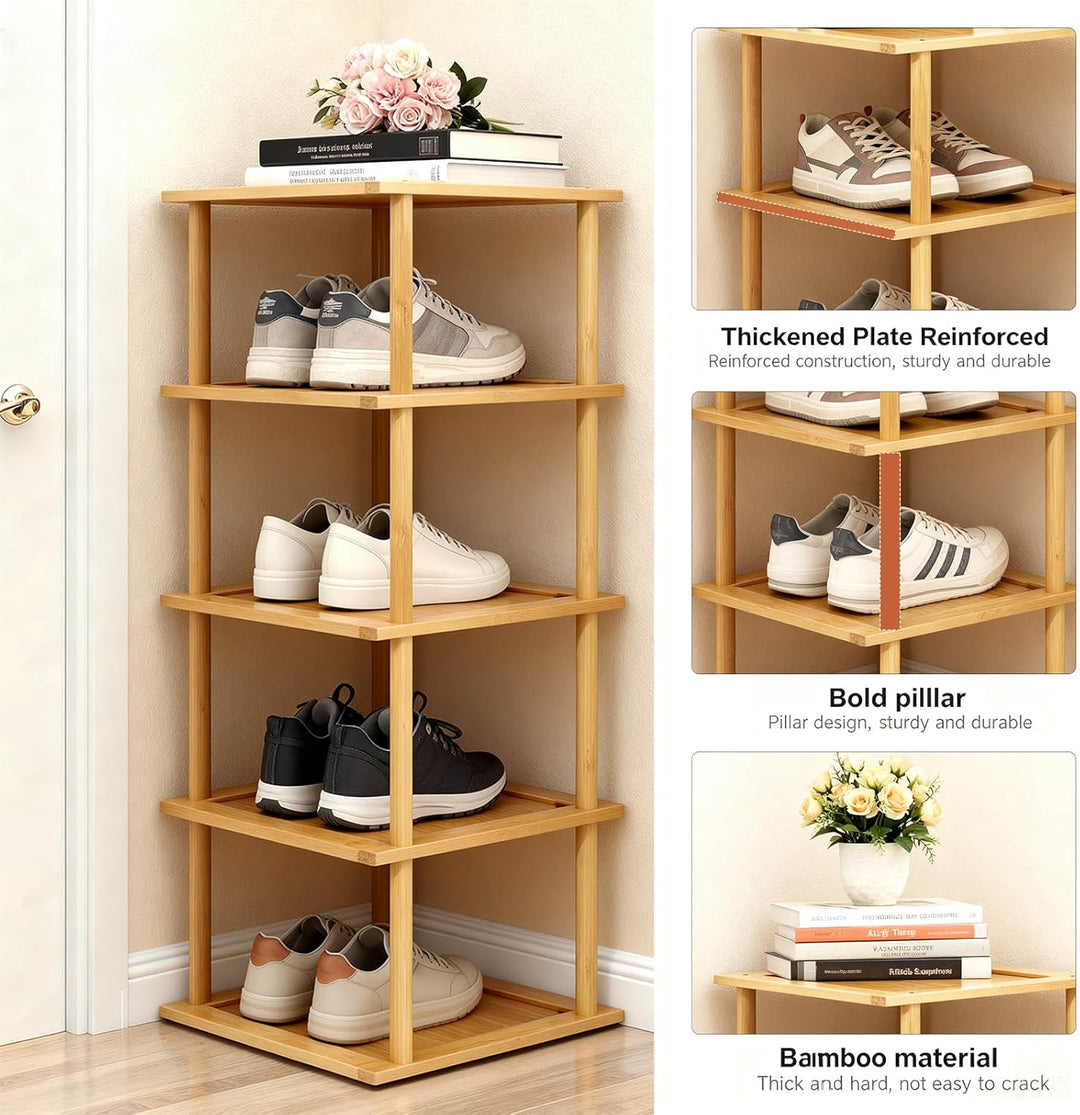 Aniston Bambus-Schuhregal, 5 Etagen, vertikales Schuhregal für kleine Räume, freistehend, hoch, schm