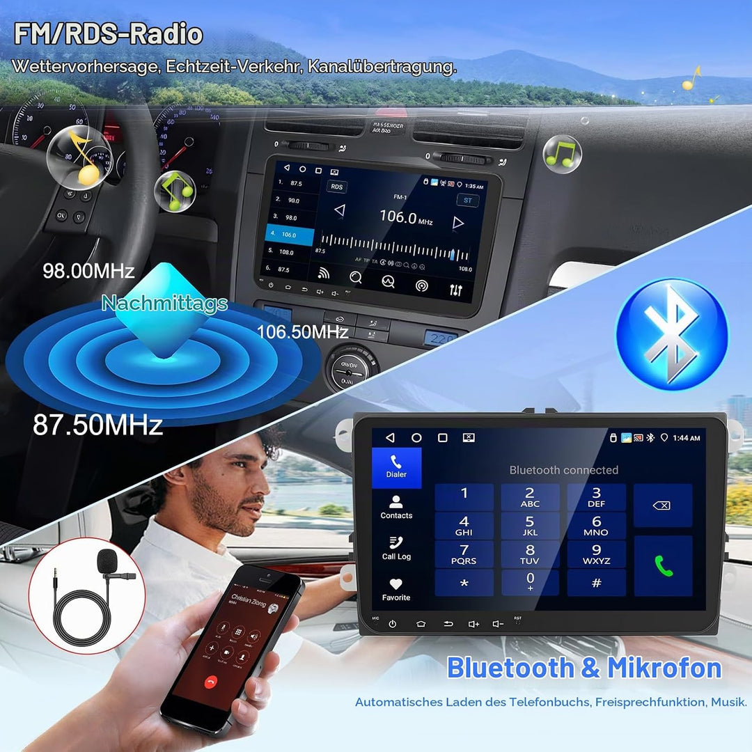 [4G+64G] Motorsi Autoradio für VW Seat Passat Golf 5 6 Polo Skoda mit Apple Carplay Android Auto, 9&