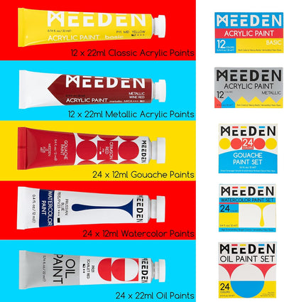 MEEDEN 149Pcs Malen Set, Deluxe Malen Zubehör mit Französisch Staffelei, Öl Aquarell Gouache Acryl F