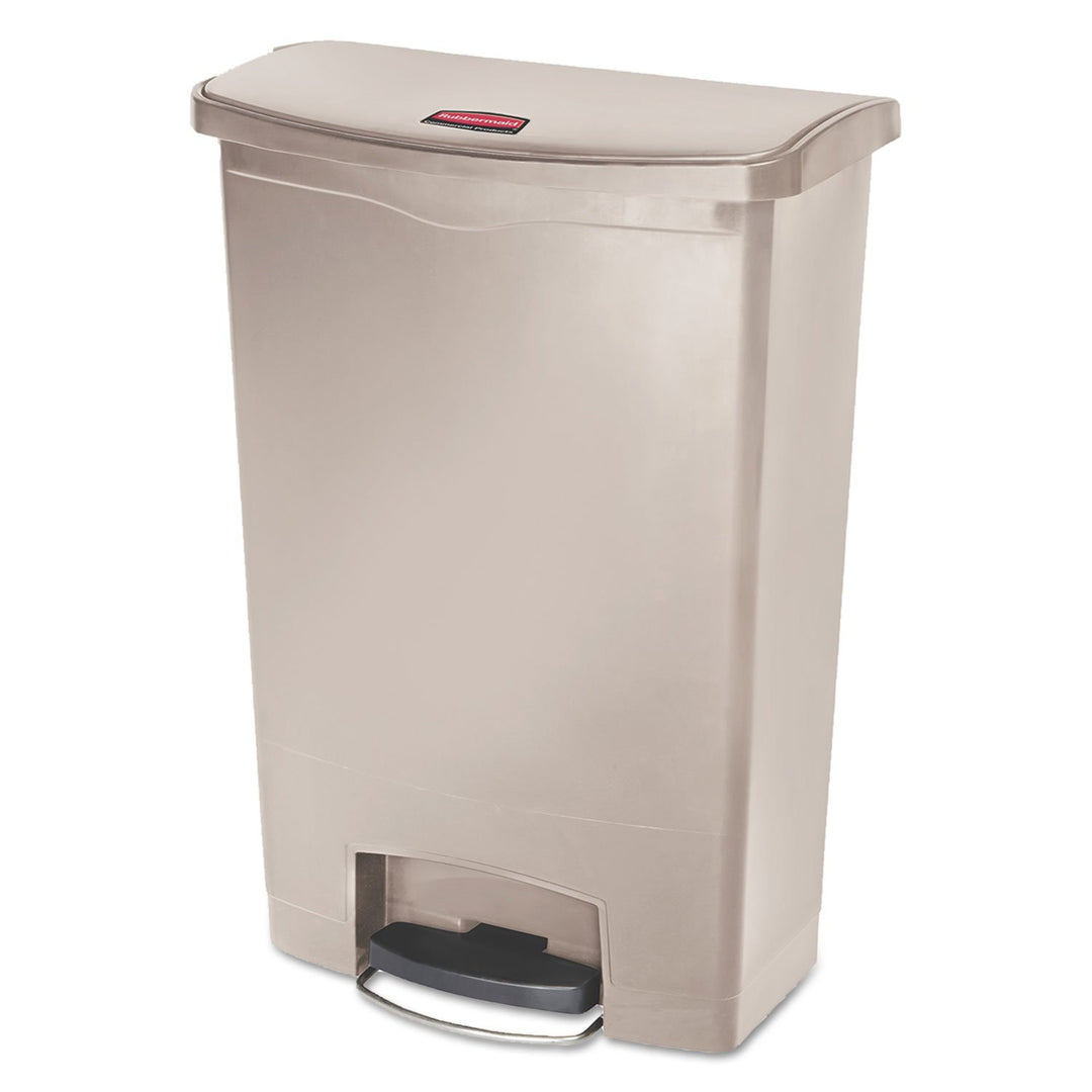 Rubbermaid Commercial Products Slim Jim 1883552 90 Litre Front Step Step-On Resin Wastebasket - Beig